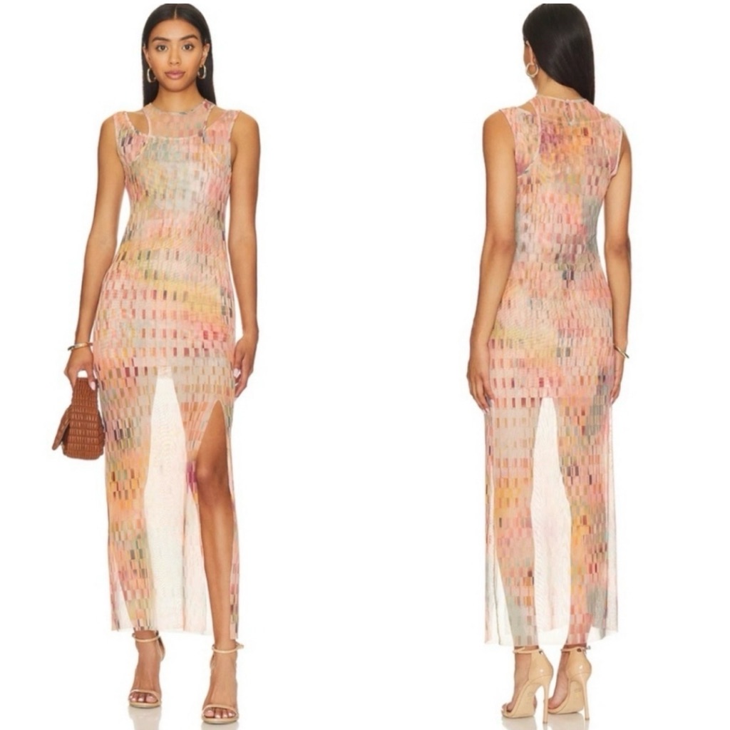 Misa X Revolve Misa Fernanda Dress Disco Matrix Mesh Large New